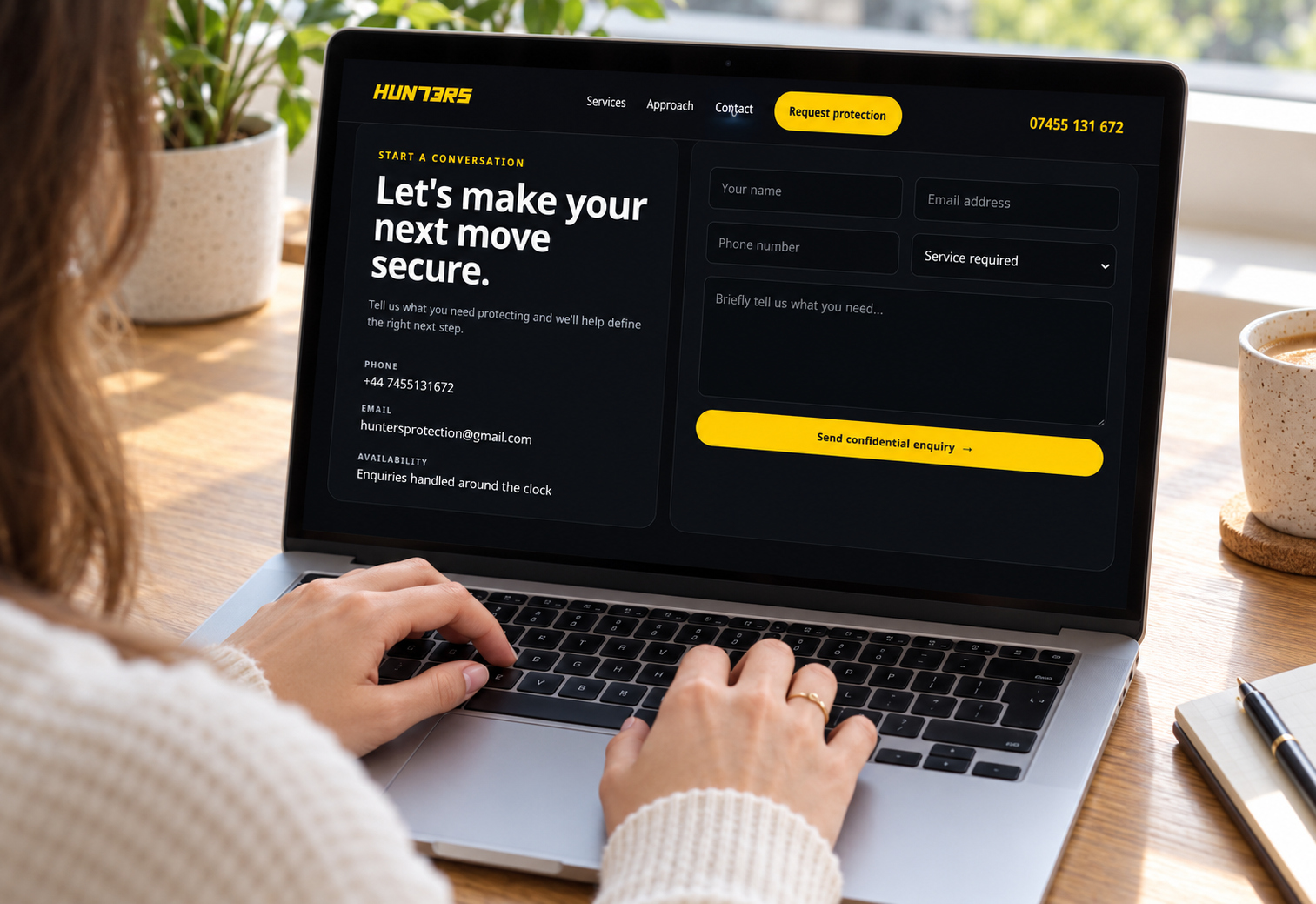 Hunters Protection — Laptop contact